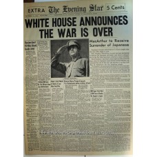 The War is Over - 1945 August 14 Newspaper The Evening Star - Reprint