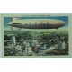 Aerial View of Akron With Dirigible "Akron" 1947